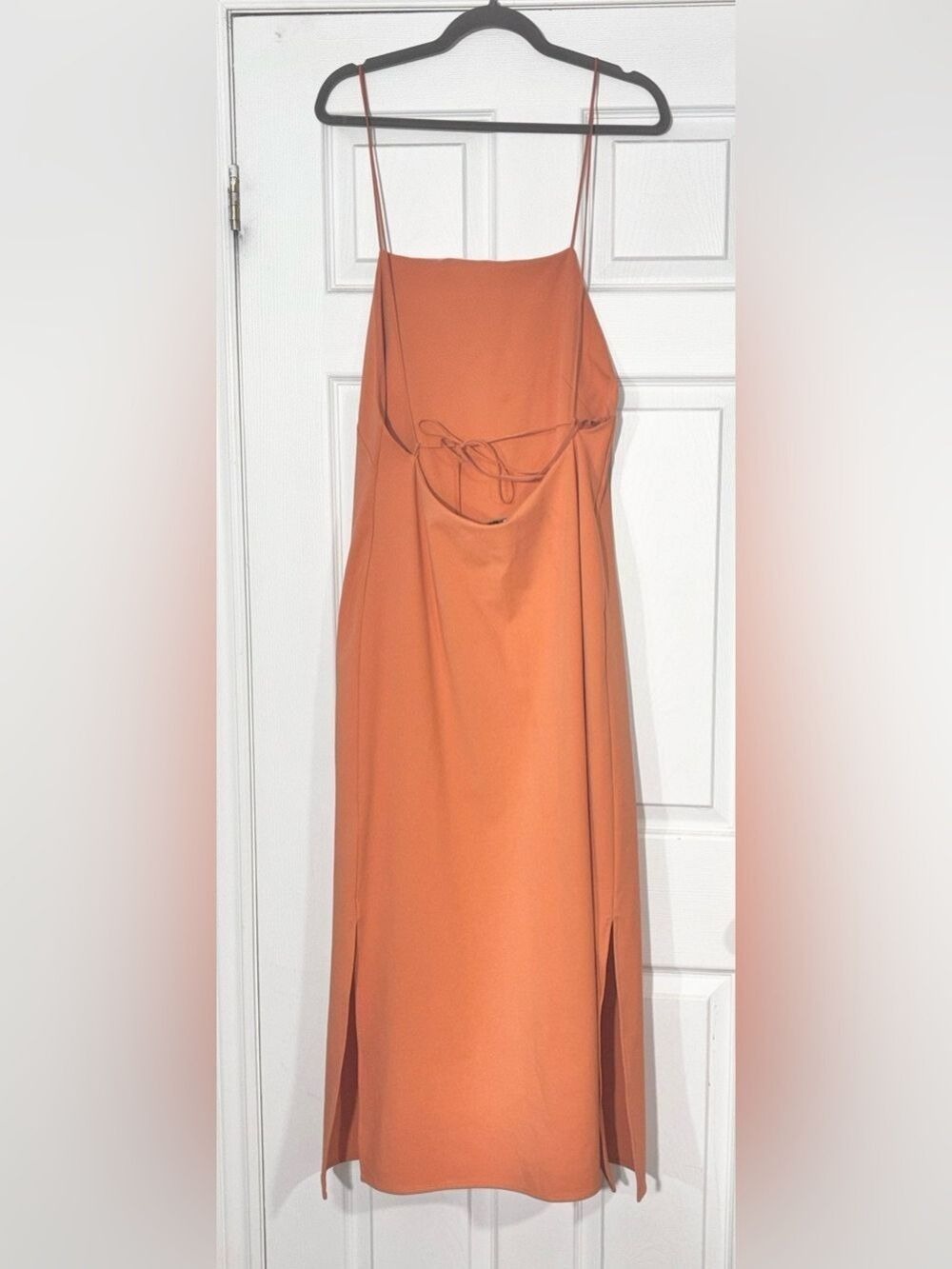 COS Open Back Midi Dress Orange Strappy Relaxed Fit Sleeveless Size Medium - Picture 11 of 16